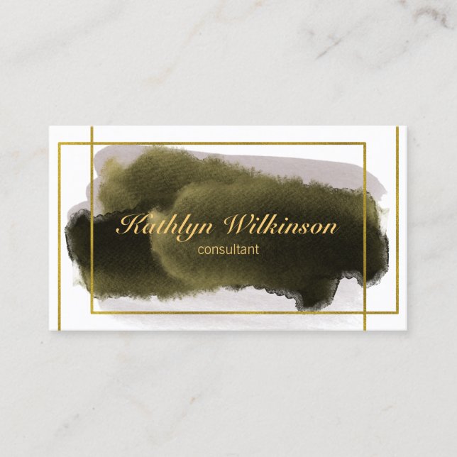 Tarjeta De Visita Elegante Script Moderno Gold Geométrico Profesiona (Anverso)
