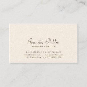 Tarjeta De Visita Elegante Script Profesional de lujo Crema de firma