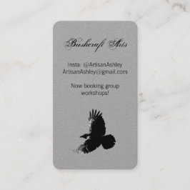 Tarjeta De Visita Elegante Script Raven Crow Bird Artig Monograma