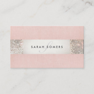 Tarjeta De Visita Elegante secuencia plateada de FAUX rosa Monograma