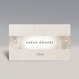 Tarjeta De Visita Elegante secuencia plateada moderna en monograma B