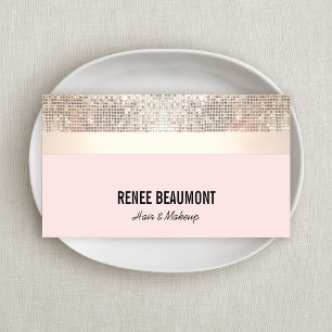 Tarjeta De Visita Elegante secuencia retro oro y rayas rosadas