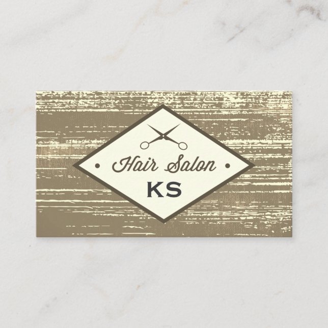 Tarjeta De Visita Elegante Sello de Salón de Pelo Rústico (Anverso)