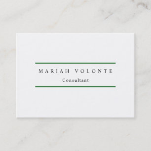 Tarjeta De Visita Elegante Selva Verde Blanco Minimalista Llanura mo