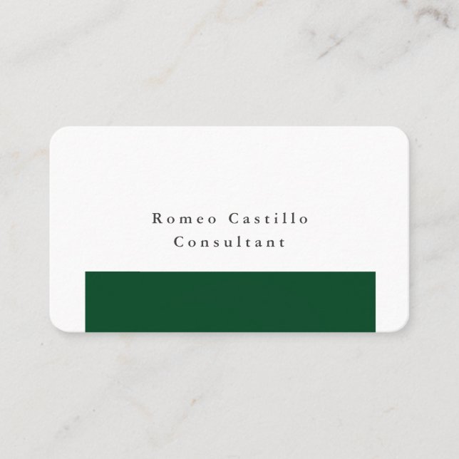 Tarjeta De Visita Elegante Selva Verde Verde Selva Diseño Minimalist (Anverso)