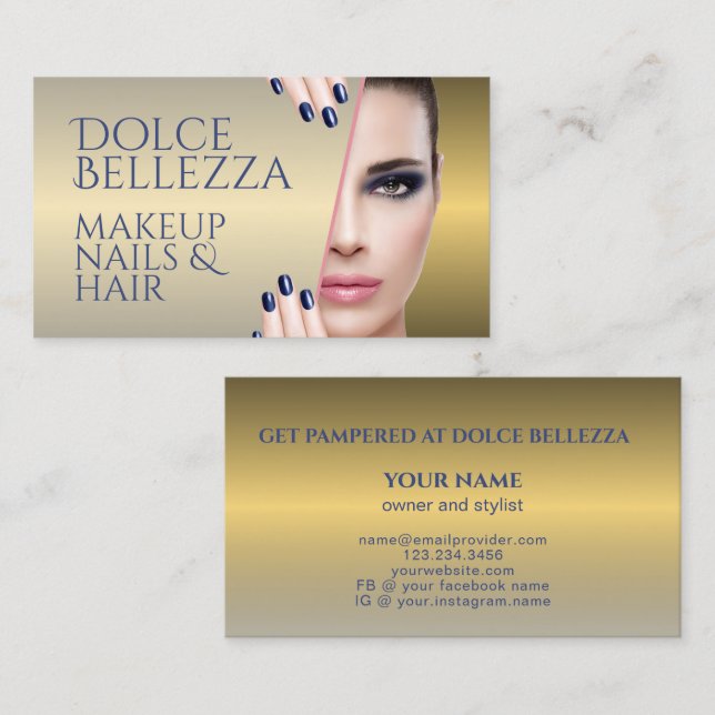 Tarjeta De Visita Elegante Sencillo Brillante Glossy Mirando Faux Go (Anverso / Reverso)