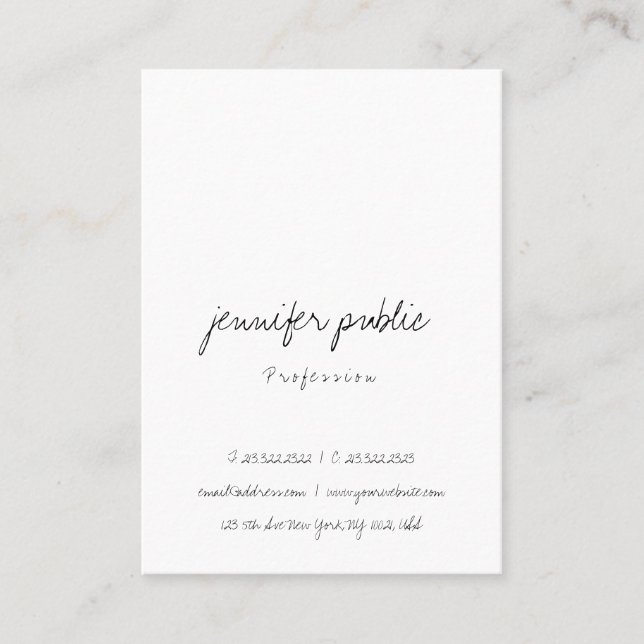 Tarjeta De Visita Elegante sencillo guión de mano libre profesional  (Anverso)