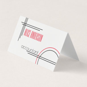 Tarjeta De Visita Elegante, sencillo, rojo blanco geométrico moderno