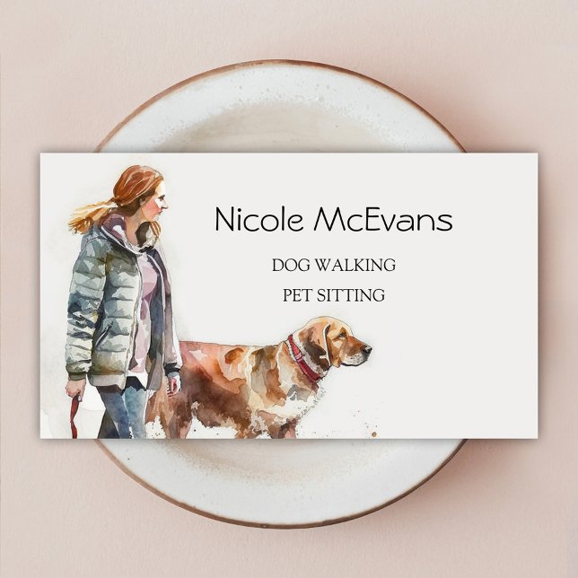 Tarjeta De Visita Elegante servicio de cuidado de mascotas para perr (Elegant Dog & Cat Pet Care Services Business Card)