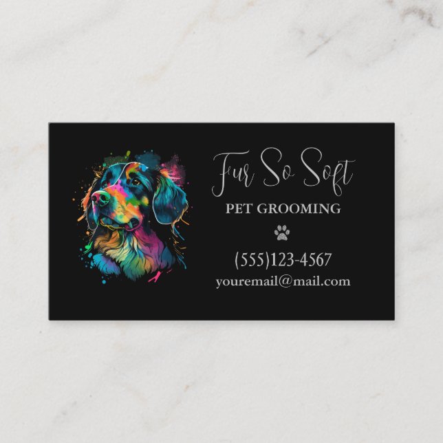 Tarjeta De Visita Elegante servicio de Grooming Mascota de Perros (Anverso)