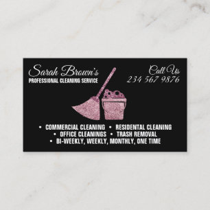 Tarjeta De Visita Elegante Servicio de Limpieza Maid Janitorial