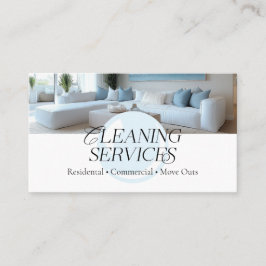Tarjeta De Visita Elegante servicio de limpieza moderno azul blanco
