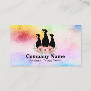 Tarjeta De Visita Elegante Servicio de Limpieza Purpurina Acuarela B