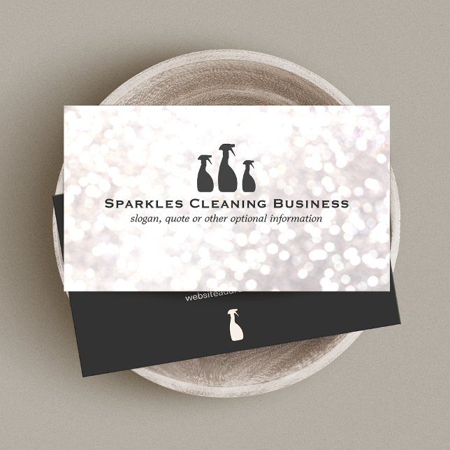 Tarjeta De Visita Elegante servicio de limpieza White Bokeh (Subido por el creador)