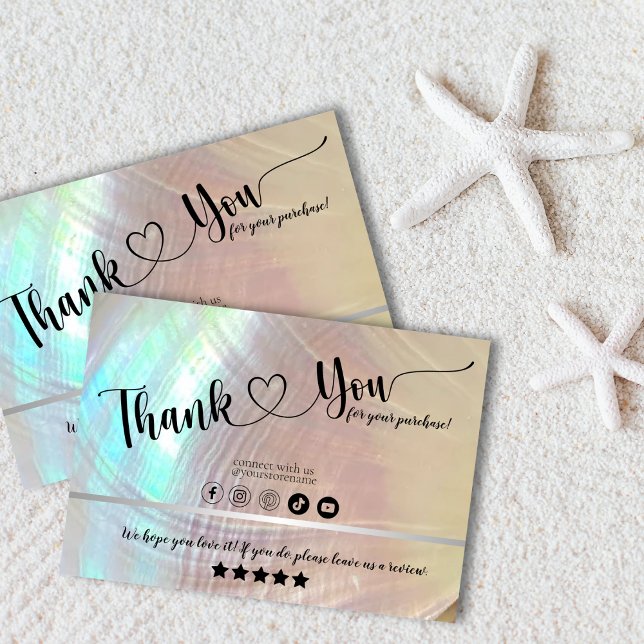 Tarjeta De Visita Elegante Shimmer Seashell Profesional Gracias (Subido por el creador)