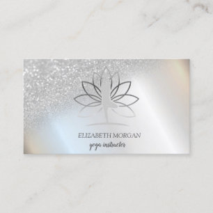 Tarjeta De Visita Elegante Silueta de Mujer en Bokeh de Plata Loto