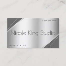 Tarjeta De Visita Elegante Silver Gray Black Glam Style Profesional