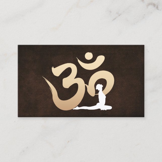 Tarjeta De Visita Elegante Símbolo Om de cuero Yoga y Meditación (Anverso)