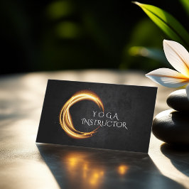Tarjeta De Visita Elegante Símbolo YOGA negro y dorado ZEN brillante