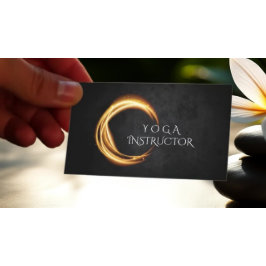 Tarjeta De Visita Elegante Símbolo YOGA negro y dorado ZEN brillante