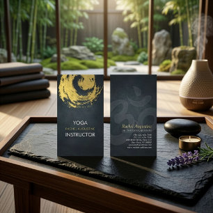 Tarjeta De Visita Elegante símbolo YOGA ZEN de pinceladas en negro y