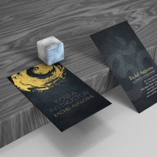 Tarjeta De Visita Elegante símbolo YOGA ZEN de pinceladas en negro y