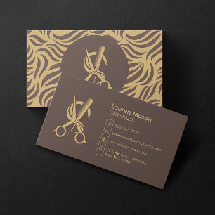 Tarjeta De Visita Elegante Simple Cabello Castaño Oscuro Estilista C