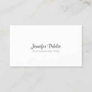 Tarjeta De Visita Elegante Simple Chic Blanco Profesional Moderno