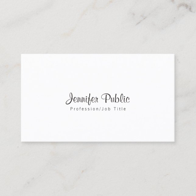 Tarjeta De Visita Elegante Simple Chic Blanco Profesional Moderno (Anverso)