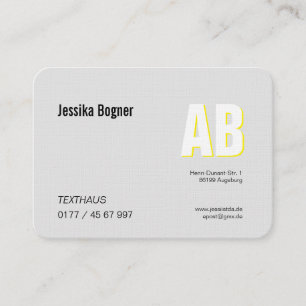 Tarjeta De Visita Elegante, simple, con monograma y algo de amarillo