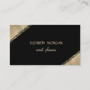 Tarjeta De Visita Elegante Simple Falso Dorado, Negro