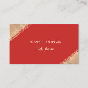 Tarjeta De Visita Elegante Simple Falso Dorado, Rojo
