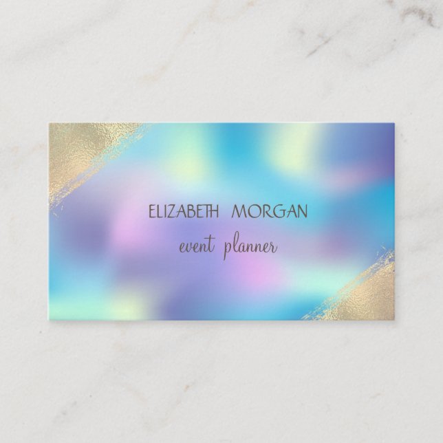 Tarjeta De Visita Elegante Simple Faux Gold, Holográfico (Anverso)