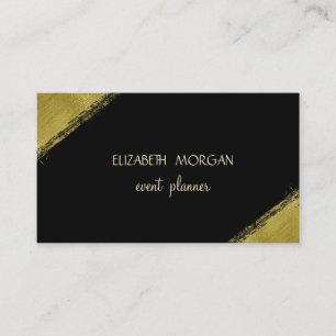 Tarjeta De Visita Elegante Simple Faux Gold, Negro