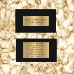 Tarjeta De Visita Elegante Simple Minimalista Negro Oro