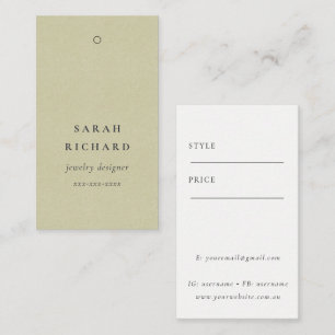 Tarjeta De Visita Elegante Simple Mínimo Kraft White Price Tag Nombr