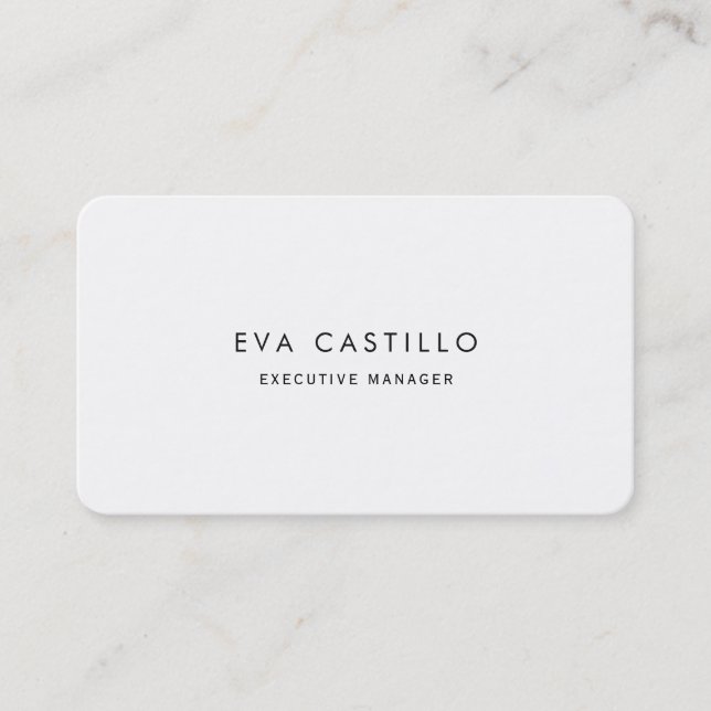 Tarjeta De Visita Elegante Simple Moderno Mate Blanco Negro de Moda (Anverso)