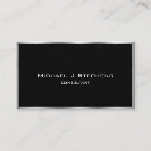 Tarjeta De Visita Elegante Simple Negro y Cromo