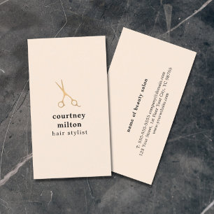 Tarjeta De Visita Elegante simple Pastel Faux Gold Scissor Pair
