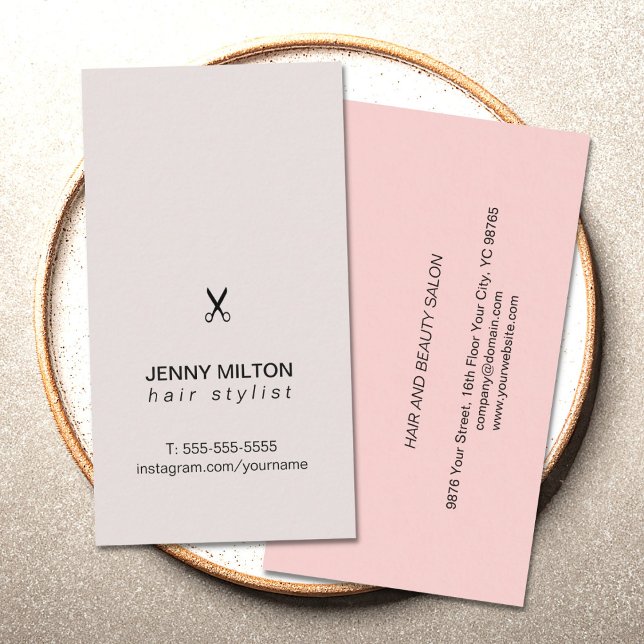 Tarjeta De Visita Elegante simple pastel tijeras negras Hair Stylist (Subido por el creador)