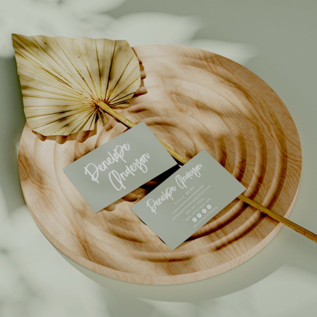 Tarjeta De Visita Elegante simple Pistachio Neutral Boho Moda modern (Subido por el creador)
