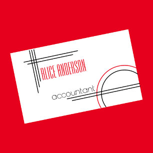 Tarjeta De Visita Elegante simple rojo negro blanco geométrico moder