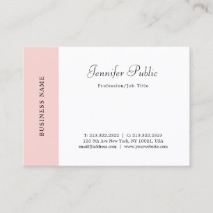 Tarjeta De Visita Elegante simple rosa blanco rosado Rubor manuscrit