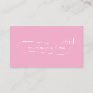 Tarjeta De Visita Elegante Simple Rosa Minimalista Dos Monogramas