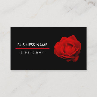 Tarjeta De Visita Elegante simple rosa roja flor blanco rojo negro