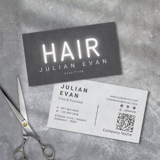 Tarjeta De Visita Elegante, simple y luminosa tipografía de pelo est