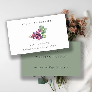 Tarjeta De Visita Elegante sitio web de Boda del follaje de uva acua
