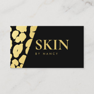 Tarjeta De Visita Elegante Skincare Gold Leopard Print