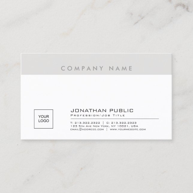 Tarjeta De Visita Elegante Sleek Creative Company Logo Platino Grace (Anverso)