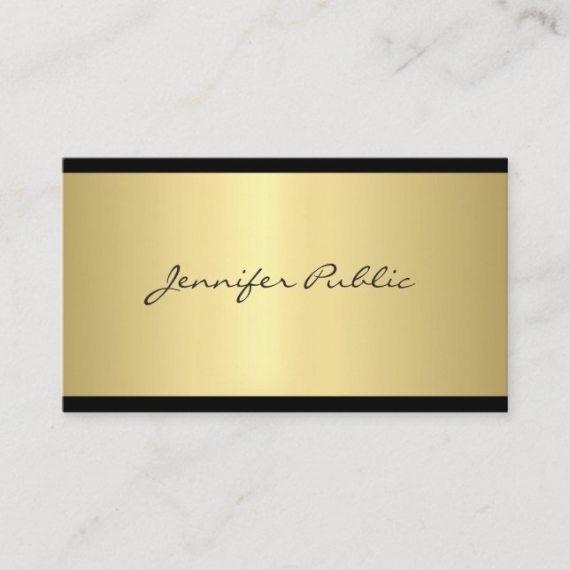 Tarjeta De Visita Elegante Sleek Design Gold Plain Profesional Luxe (Anverso)